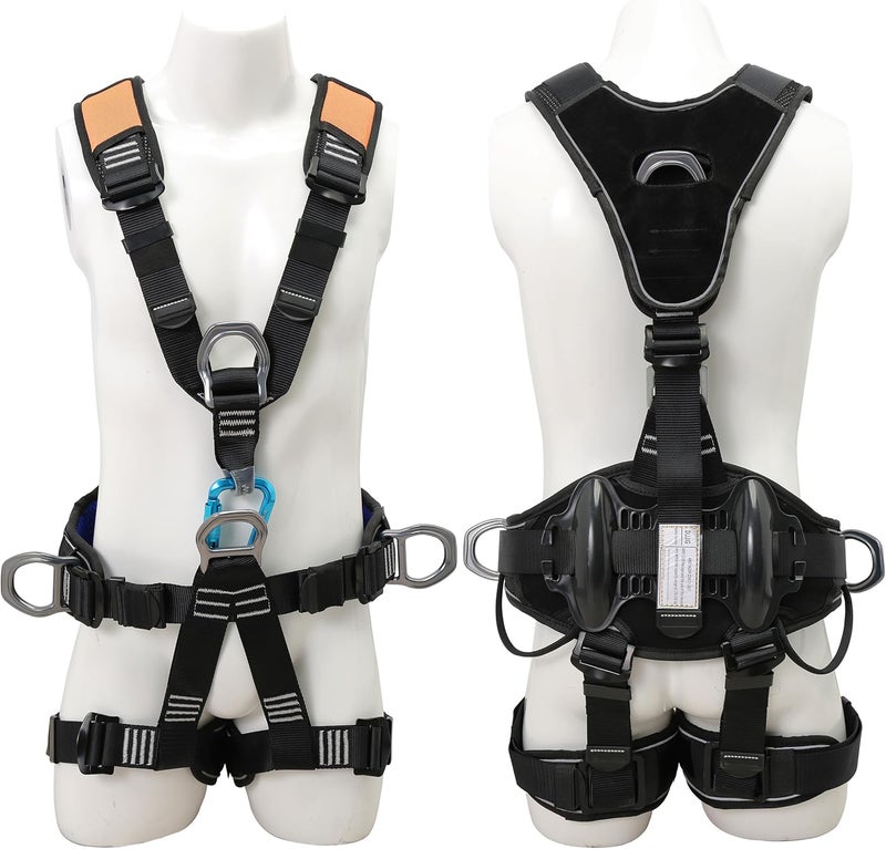 DIJJIG Fall Protection Full Body Safety Harness 5pt Roofing harnesses Aluminum O-Rings 8”Thick Back Support Belt Construction With Reflective Strips OSHA/ANSI Compliant - Image 2